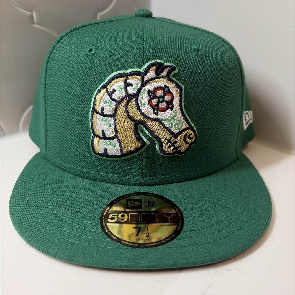 New Era Charlotte Knights Copa MiLB 59FIFTY Green Fitted Hat Size 7 1/2